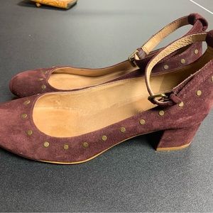 Wine colored ankle pumps